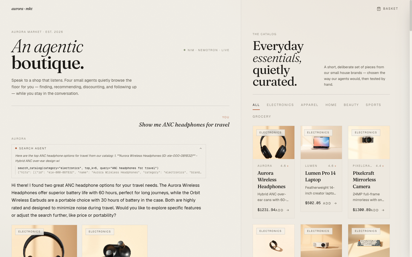 Multi-agent chat reply with a promotion banner above the input — FRESHHOME15, 15% off all home goods, with an Apply button