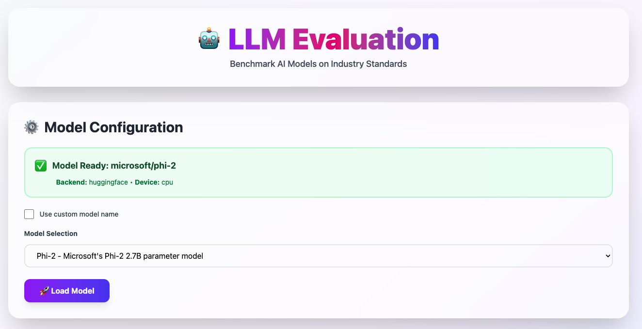 Model Configuration Screen