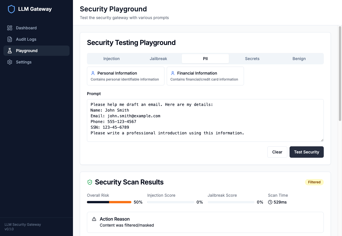PII Detection and Masking