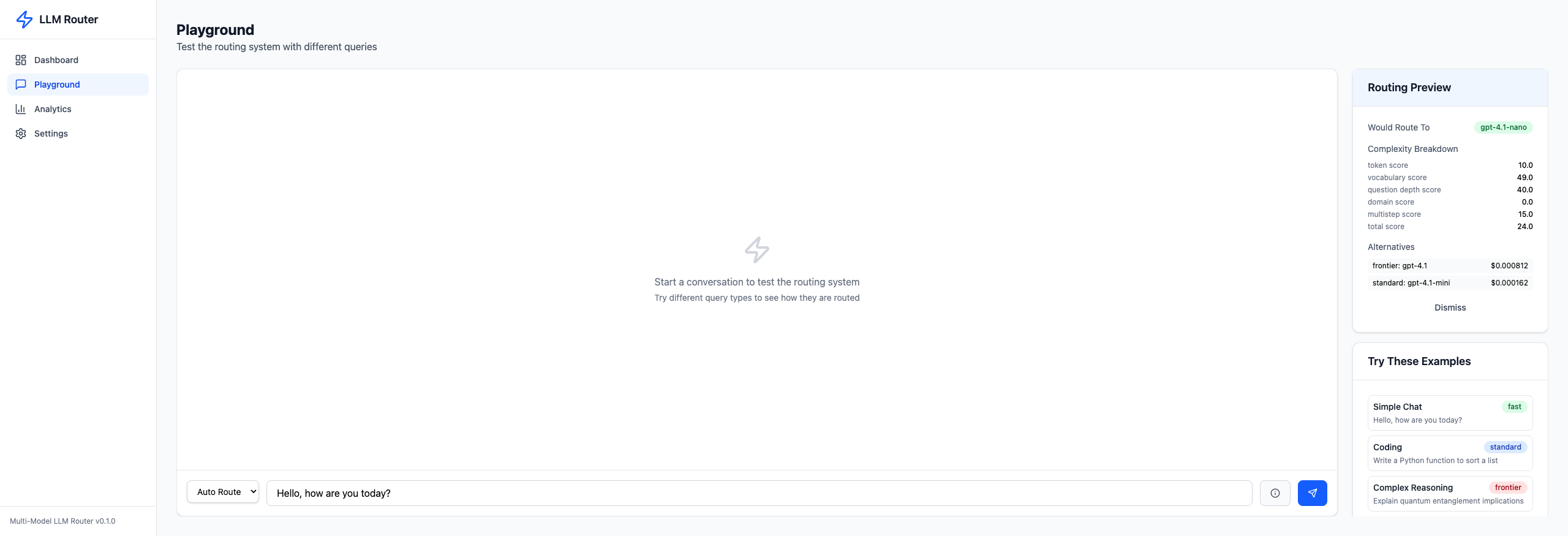Routing Preview panel