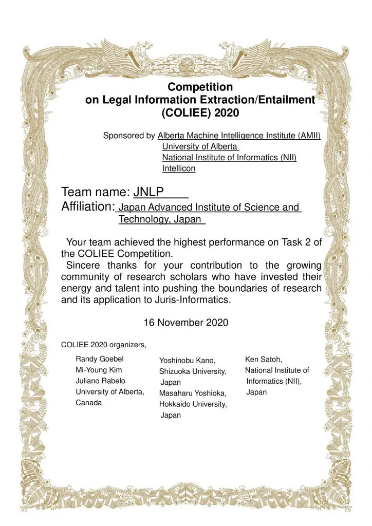 COLIEE 2020 — Task 3
