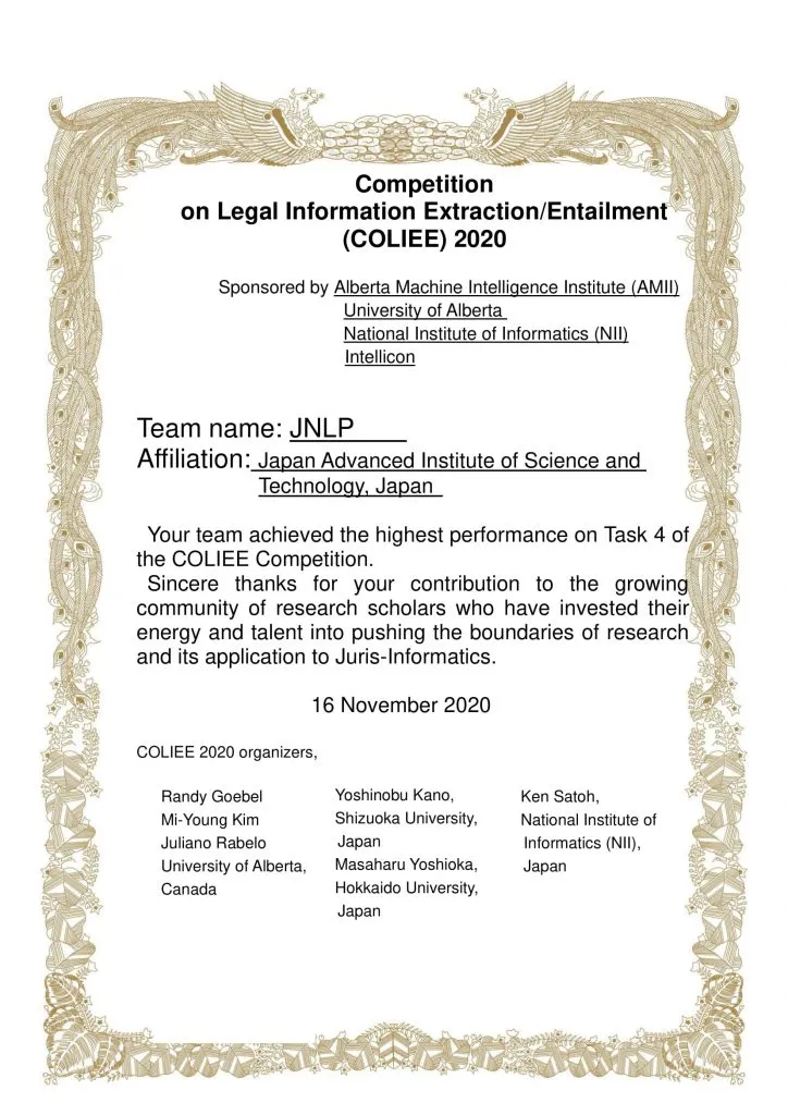 COLIEE 2021 — Task 4
